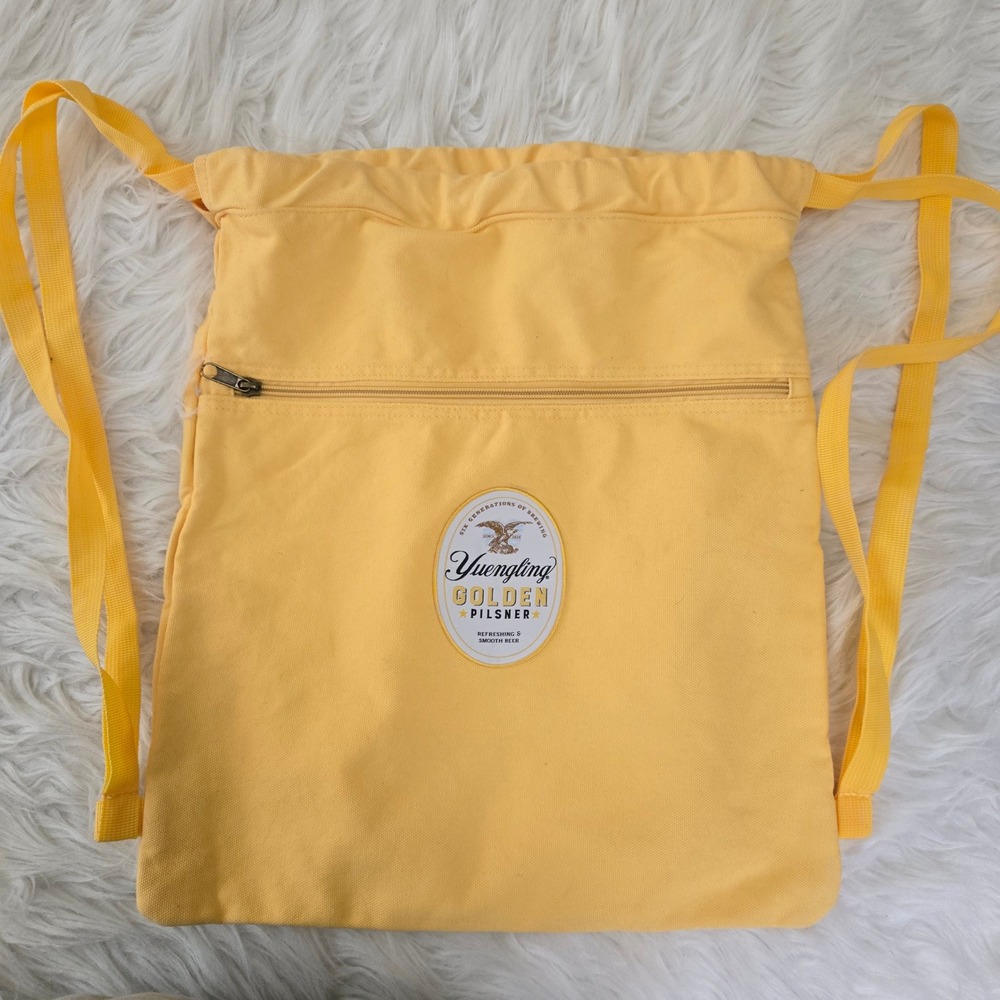 Yuengling Golden Pilsner Yellow Drawstring Backpack Cotton Canvas Beer Promo Bag